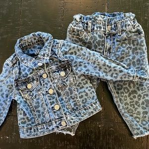 Gap Jean leopard Print Denim set- 18-24 months